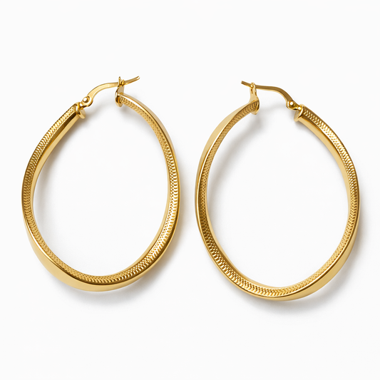 14K Gold Oval Hoop Earrings