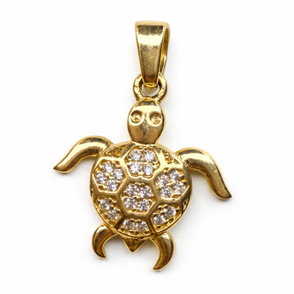 14K Gold Little Turtle Pendant