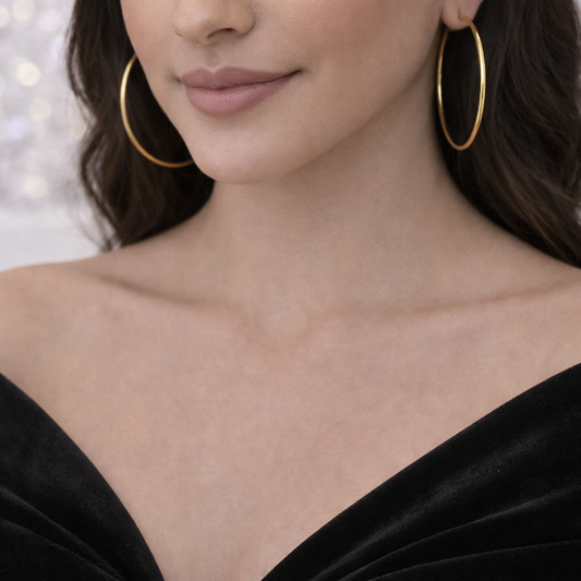 14K Gold Large Semi-Twisted Hoop Earrings