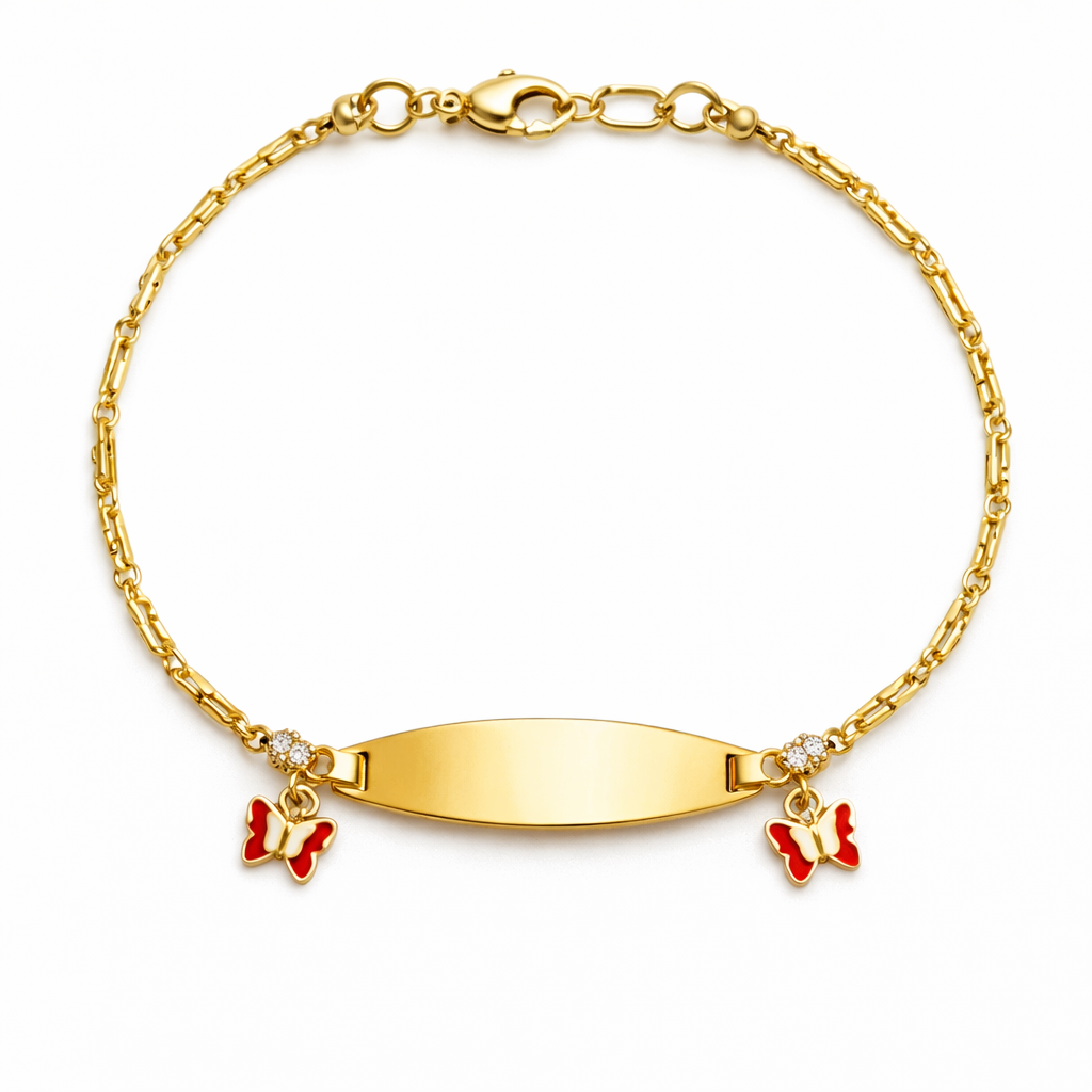 14K Gold Butterfly Bracelet for Girls Size 6