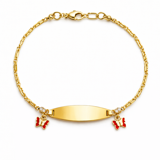 14K Gold Butterfly Bracelet for Girls Size 6