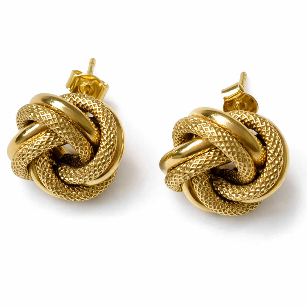 14K Gold Knot Earrings Large