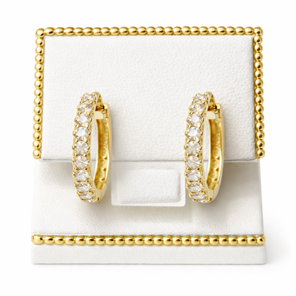 14K Gold Hoop Earrings with Cubic Zirconia