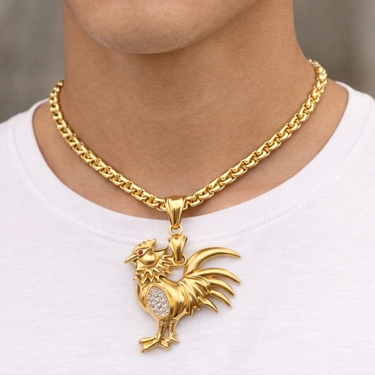 14k Gold Large Rooster Charm