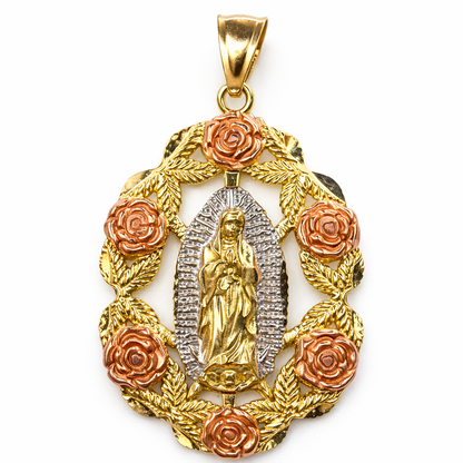 14K Gold Large Virgin of Guadalupe Pendant