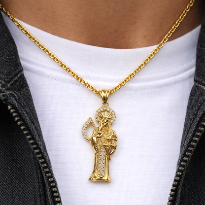 14K Gold Santa Muerte Pendant