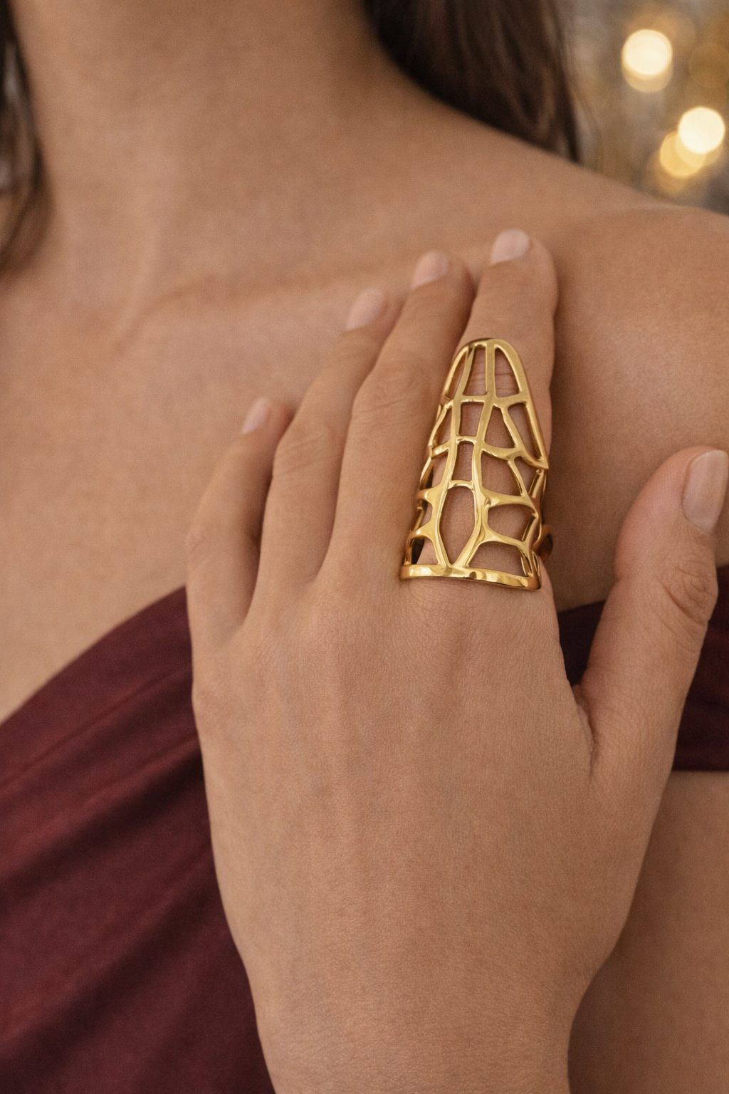 Mónica Robles 14K Gold Geometric Cage Ring - Size 7