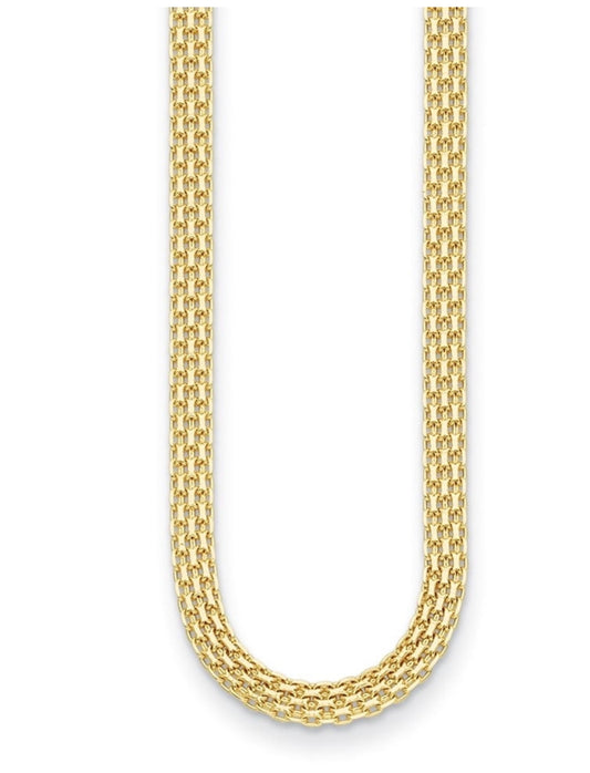 14k Gold Bismarck Chain Necklace with Gold Hearts - 18 inches