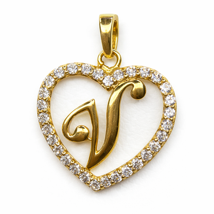 Letter V Initial Charm 10k Gold