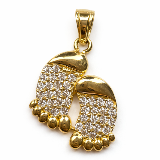 14k Gold Baby Foot Charm with Cubic Zirconia