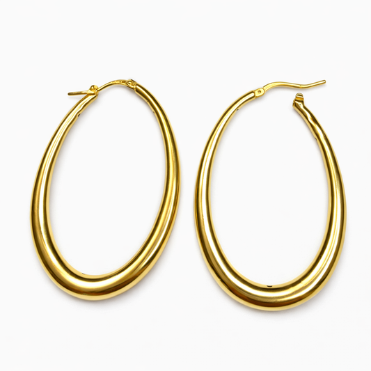 10K Gold Oval Hoop Earrings