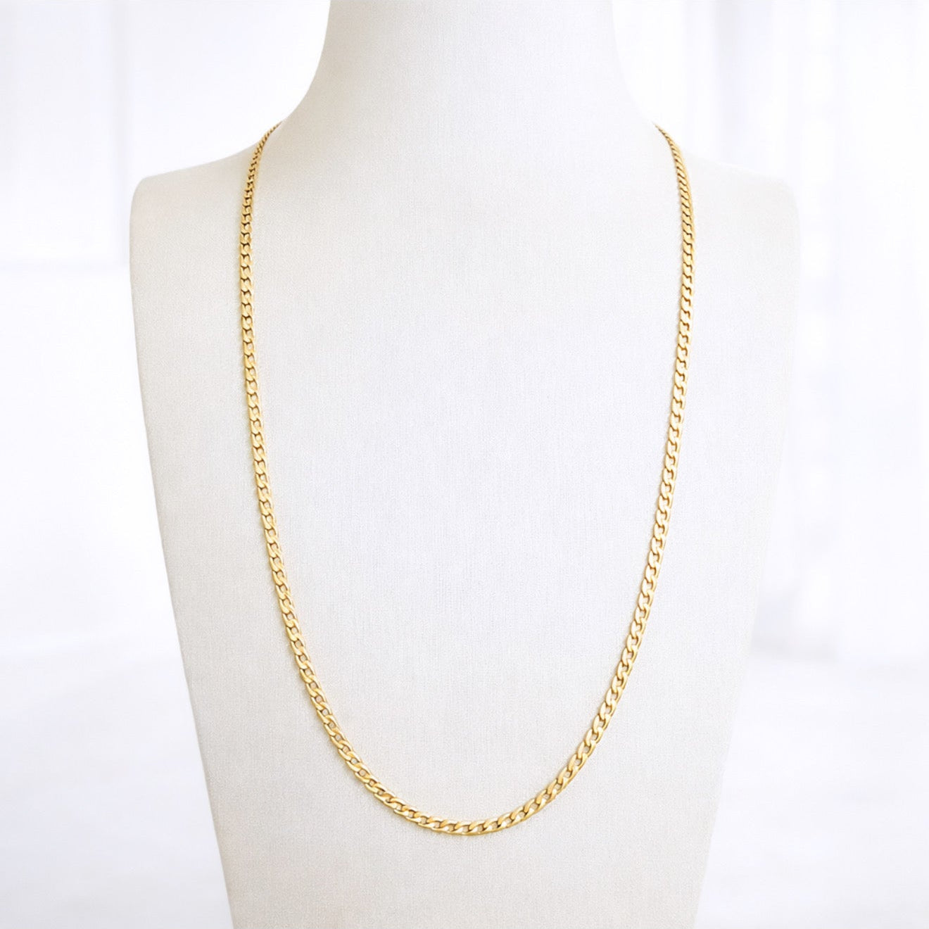 14K Gold Diamond Cut Chain Necklace 24 Inch 3.5mm
