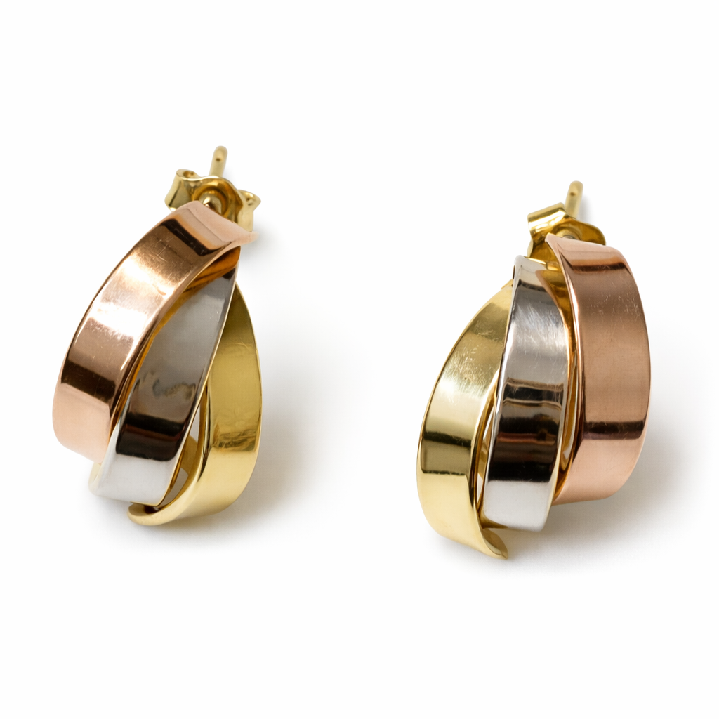 14K Tri-Color Gold Earrings
