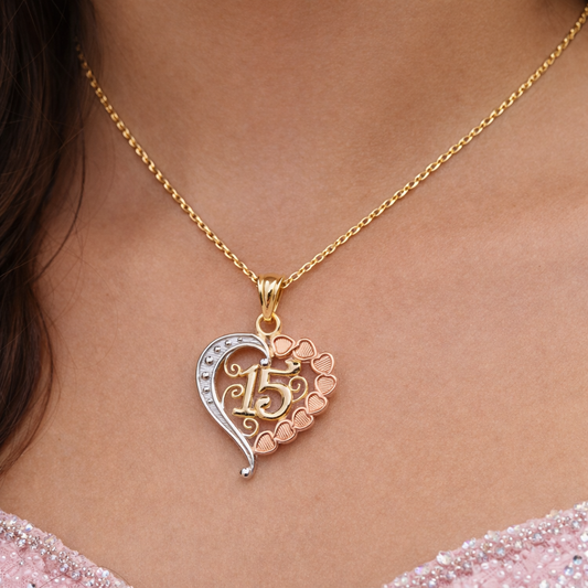 14K Gold Medium Quinceañera Pendant