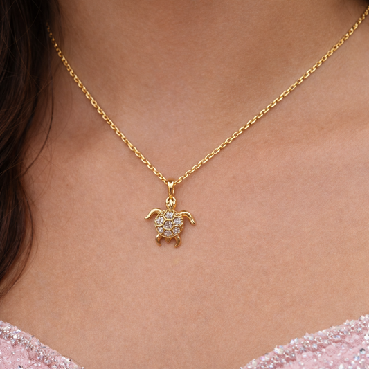 14K Gold Little Turtle Pendant