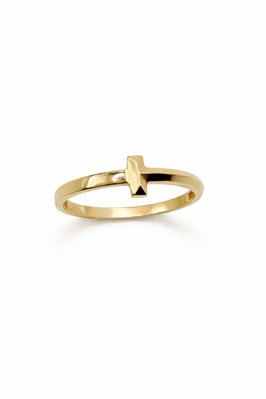 14K Gold Sideways Cross Ring - Size 9
