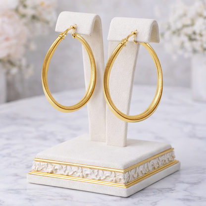 14K Gold Oval Hoop Earrings