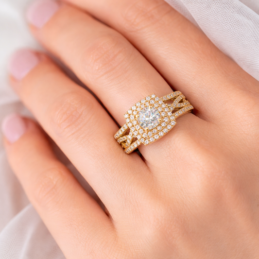 Anillo de compromiso de oro de 10 quilates, talla 7,5