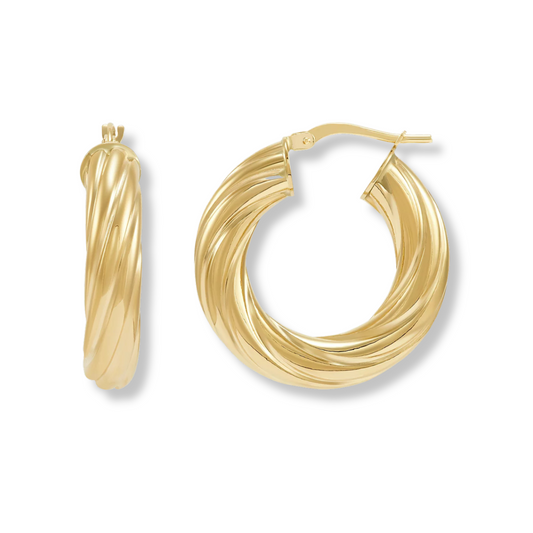 10k Gold Twisted Hoops Size 2 for Women