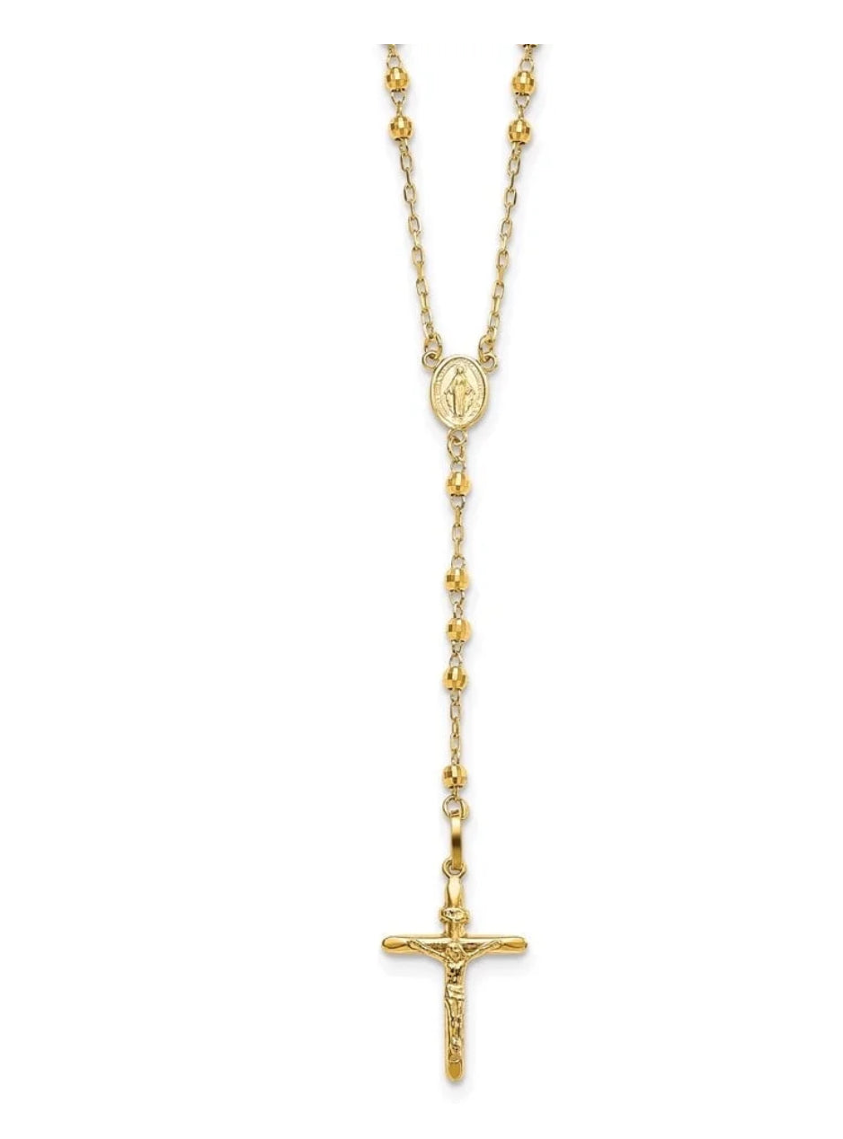 10k Gold Rosary - 16 Inches with White Gold Jesus