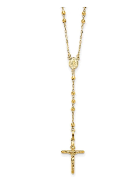 10k Gold Rosary - 16 Inches with White Gold Jesus