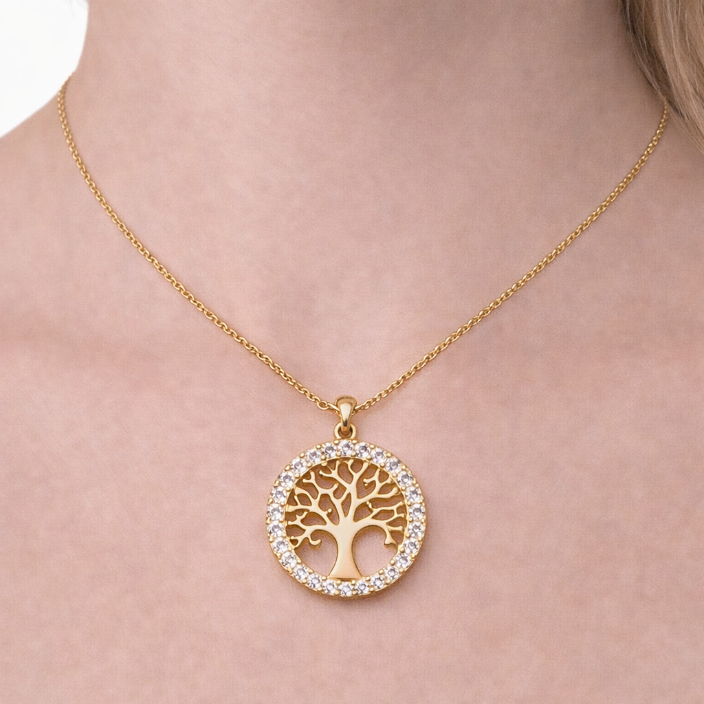 14K Gold Tree of Life Pendant Necklace