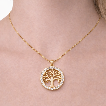 14K Gold Tree of Life Pendant Necklace