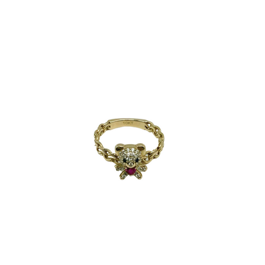 10k gold teddy bear ring size 7 1/2 for women