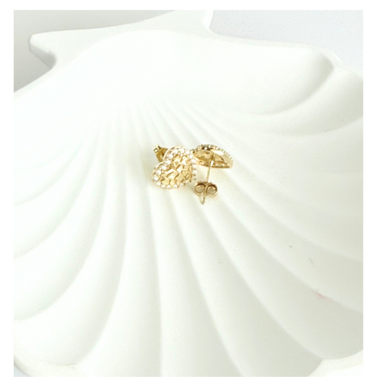 Pendientes de corazón con circonitas en oro de 10 quilates para mujer