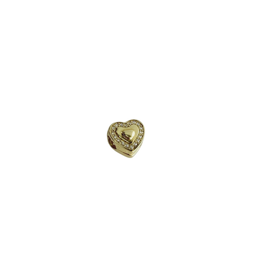 10k gold heart charms with zirconia for women