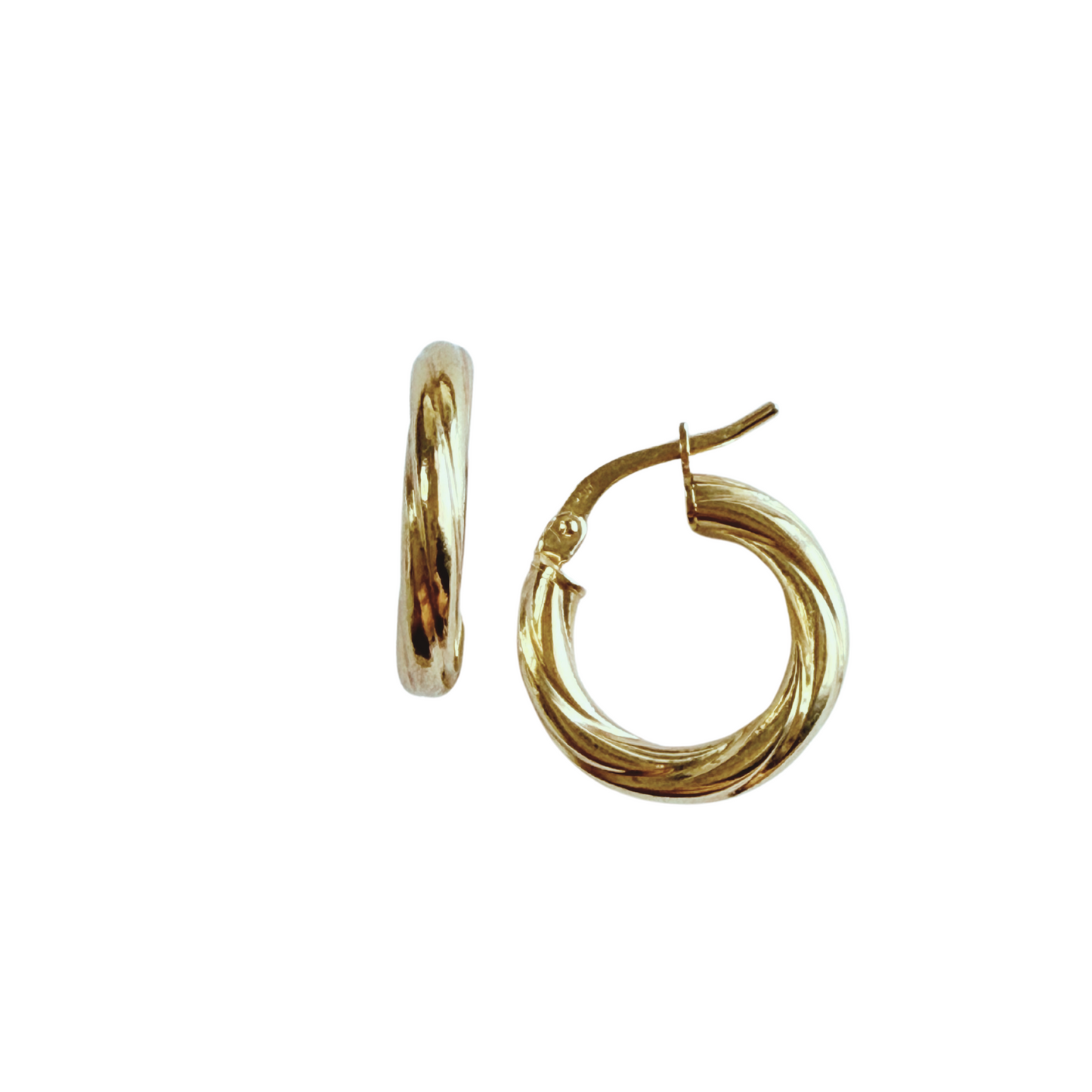 10k gold twisted hoop earrings size 1 for women or girls