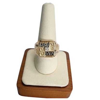 Versace 10k gold ring adorned with zirconia, size 12 for men