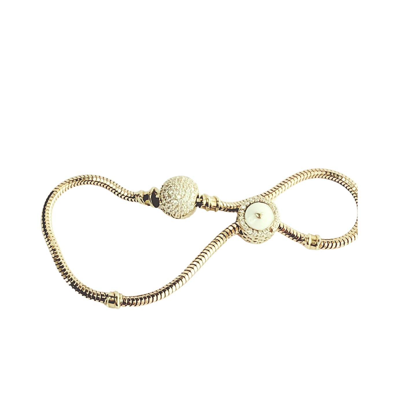 10k gold charms with mother-of-pearl, zirconia, and a woman's heart