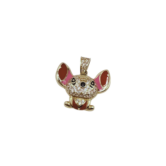 10k gold Stitch pendant with zirconia for women