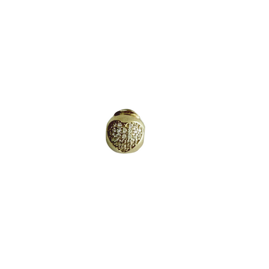 10k gold round charms with zirconia heart for women