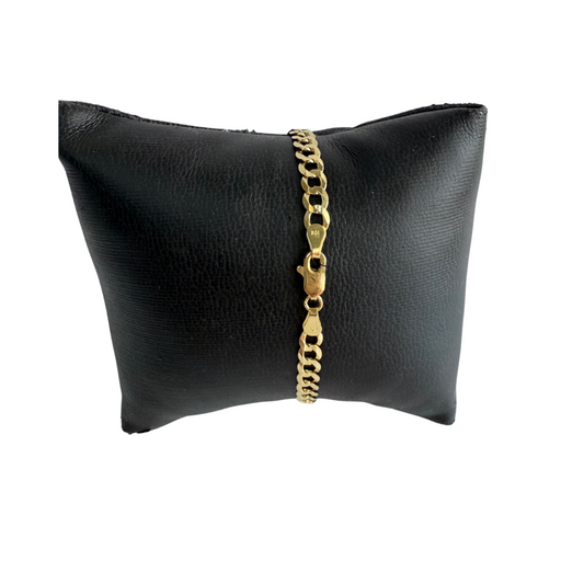 Pulsera de oro de 14 k, corte brillante, talla 7, 4,6 mm, unisex