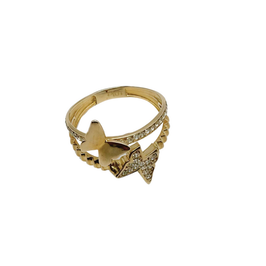 10k gold butterfly ring size 7 for women