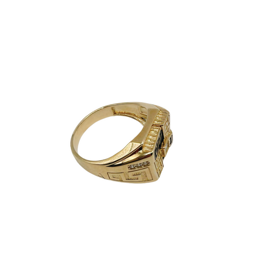 Anillo Versace de oro de 10k adornado con circonitas, talla 12 para hombre