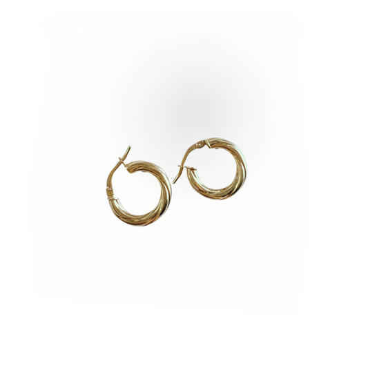 10k gold twisted hoop earrings size 1 for women or girls
