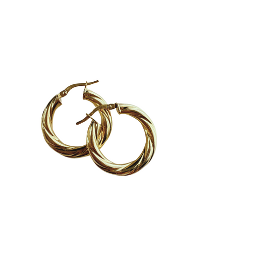 10k gold twisted hoop earrings size 2 for women