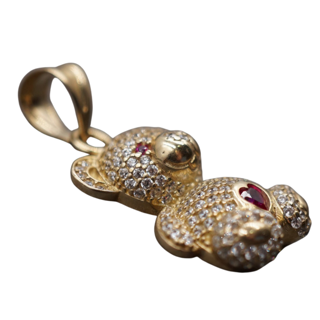 Colgante de oso de oro de 10 quilates con circonitas