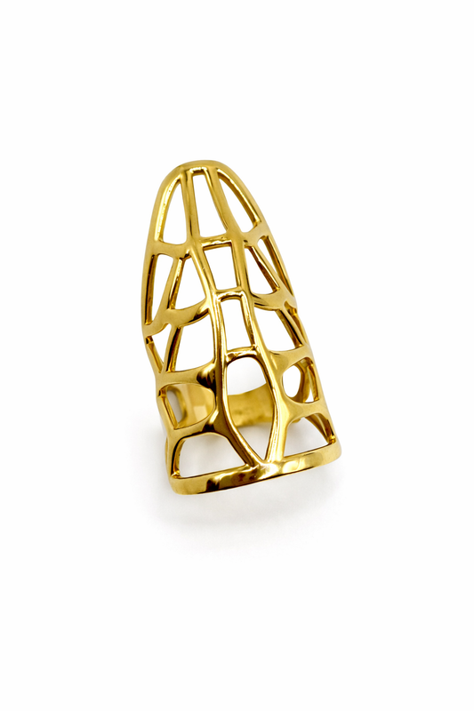 Mónica Robles 14K Gold Geometric Cage Ring - Size 7