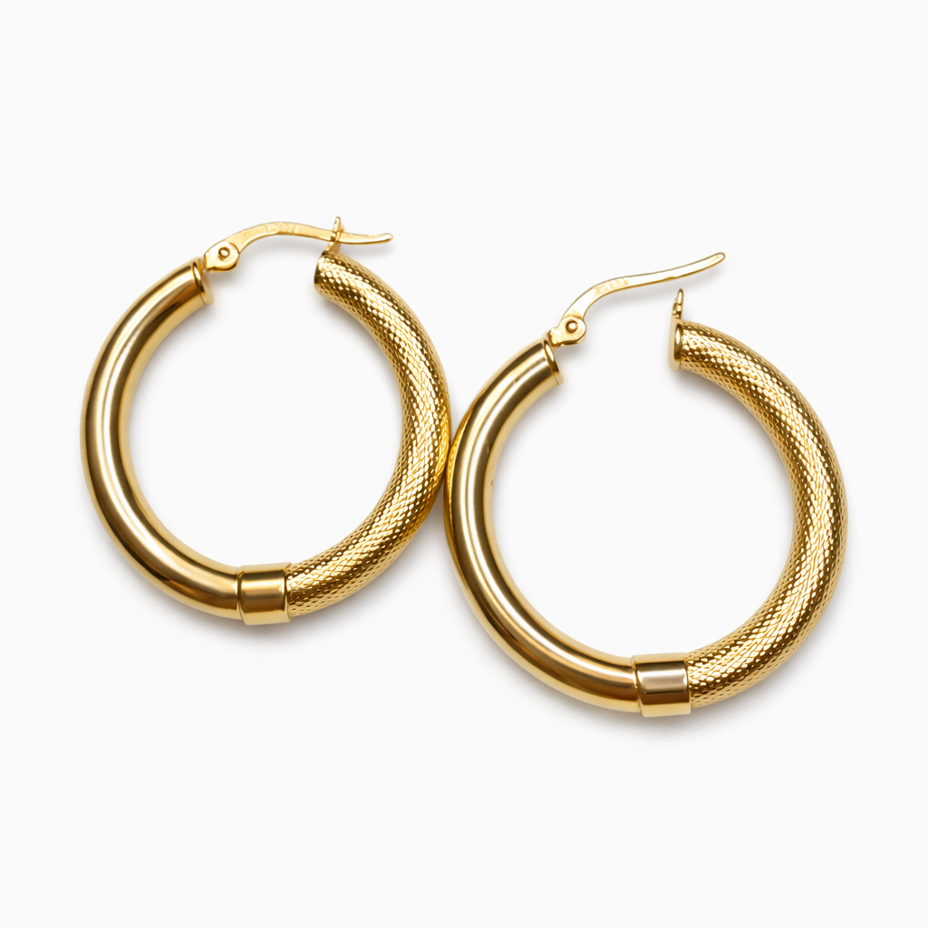 14K Gold Medium Hoop Earrings
