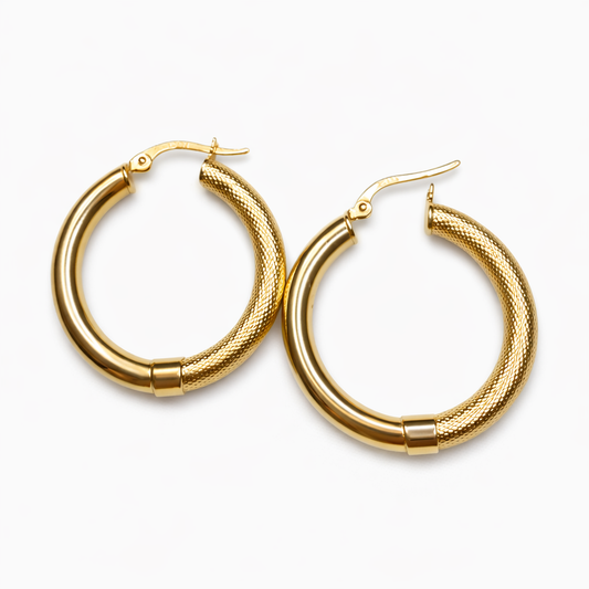 14K Gold Medium Hoop Earrings