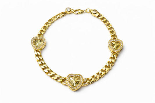 10K Gold Heart Bracelet Size 7.5