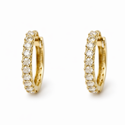 14K Gold Hoop Earrings with Cubic Zirconia