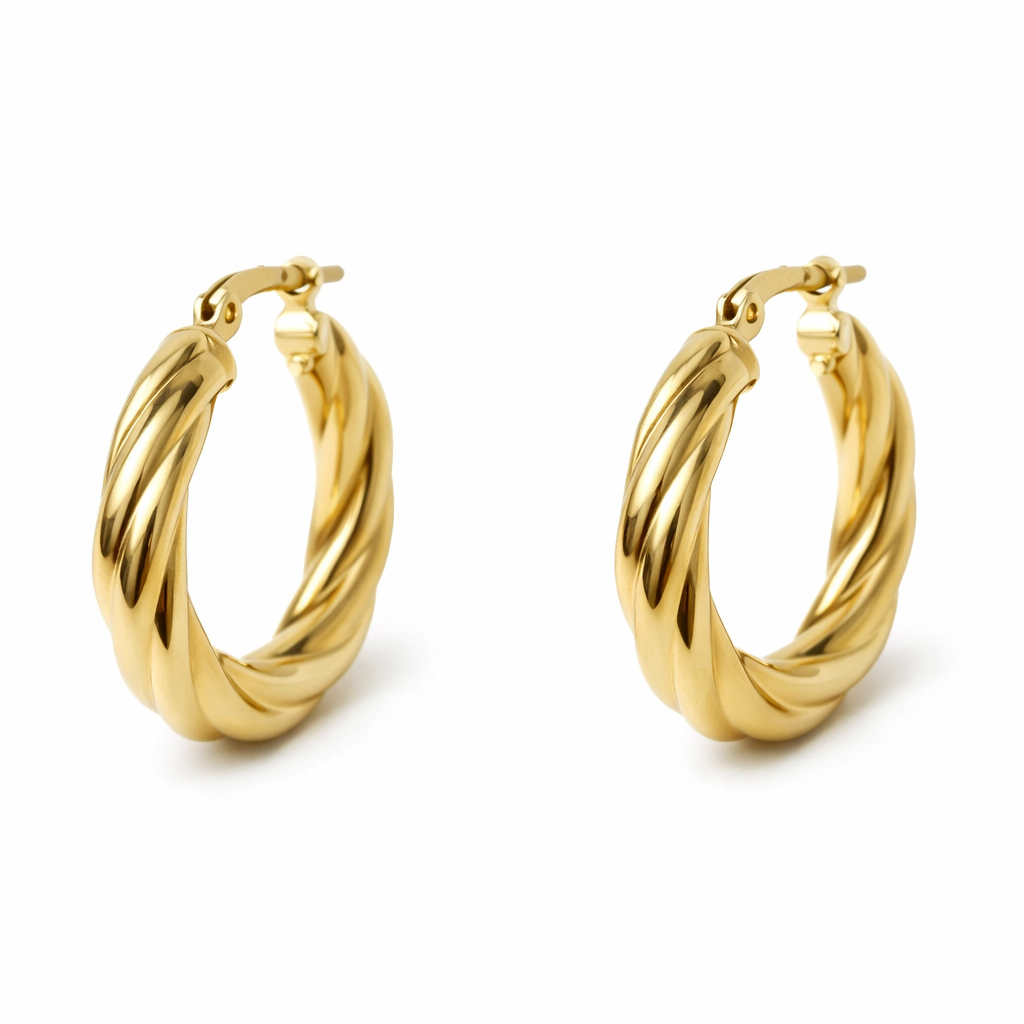 10K Gold Small Twisted Hoop Earrings
