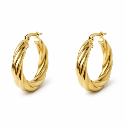 10K Gold Small Twisted Hoop Earrings