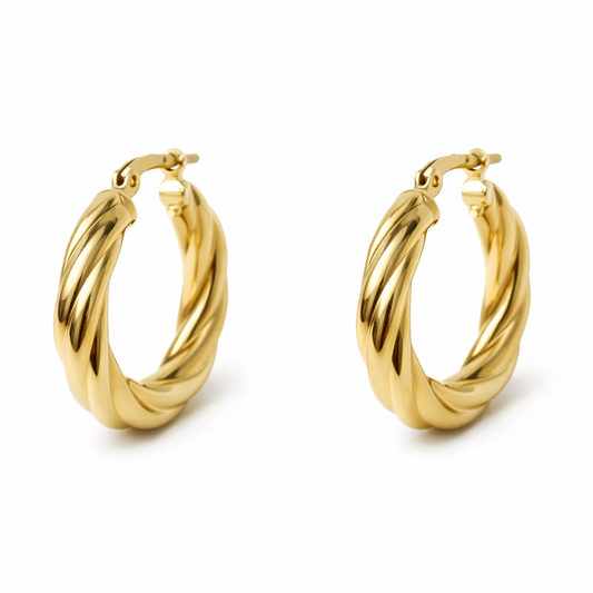 10K Gold Small Twisted Hoop Earrings