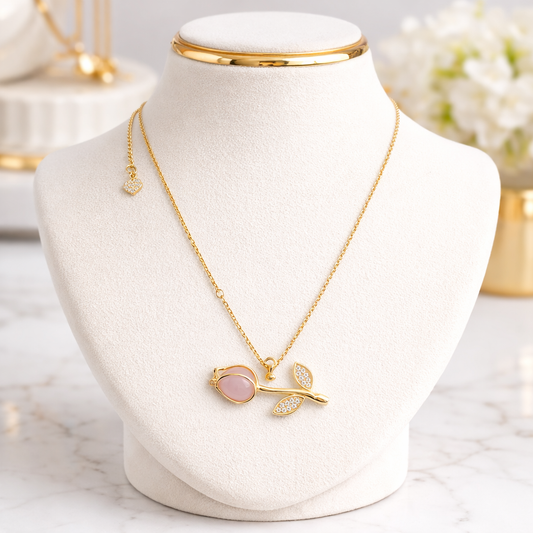 10k Gold Tulip Chain for Women, 16-18 Inches